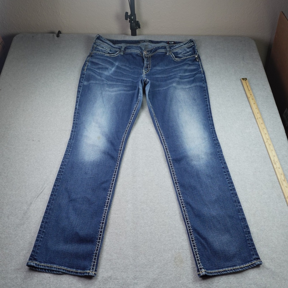 Silver Jeans Womens 20/L32 Blue Suki Mid Rise Straight Fluid Denim